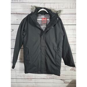 Moosejaw MJ Down Parka Jacket Black Fur Faux Fur Hood Men's Medium NWT